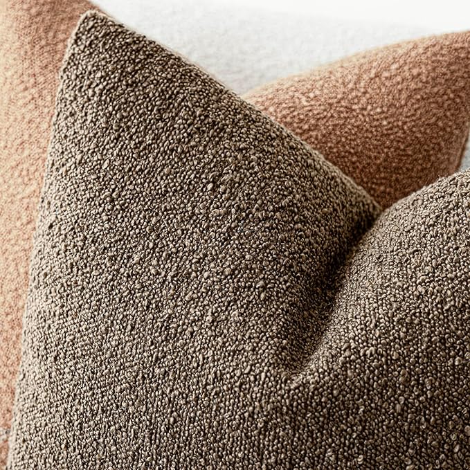 Foindtower Pack of 2 Textured Boucle Throw Pillow Covers Accent Solid Pillow - Image 4