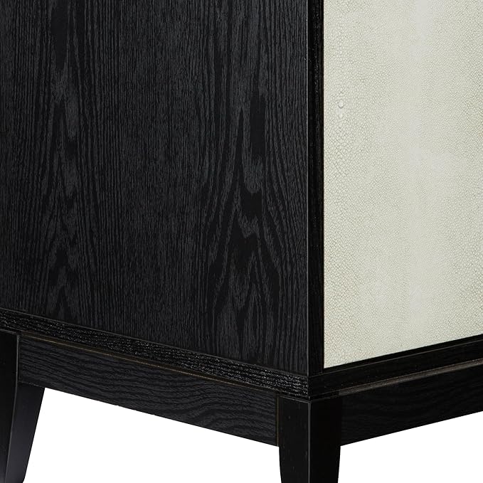 Sango Shagreen 2-Door Cabinet, Elegant Black Faux Shagreen Storage Cabinet - Image 8