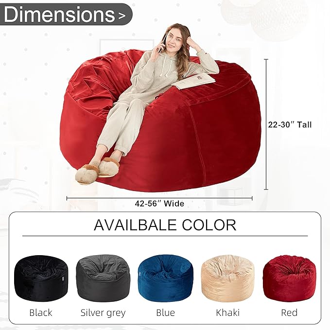 HABUTWAY Bean Bag Chair: Giant 4' Memory Foam Furniture Bean Bag Chairs - Image 3