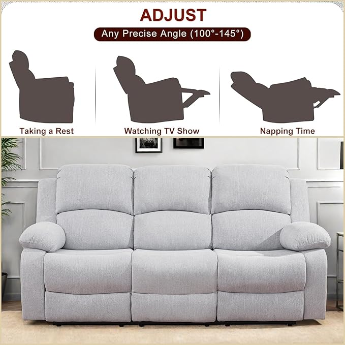 Recliner Sofa Couch, 3-Seater Home Theater Seating Reclining Sofa, Power - Image 4