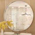 TokeShimi Round Mirror 36 Inch Brushed Silver Round Bathroom Mirror by RefinedBathroomAccessories