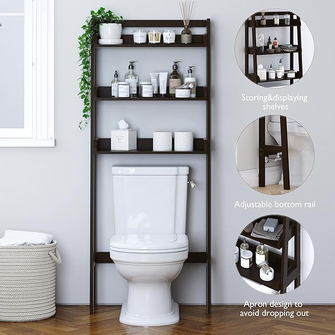 UTEX Over The Toilet Storage, 3-Tier Bathroom Shelves Over Toilet, Behind - Image 5