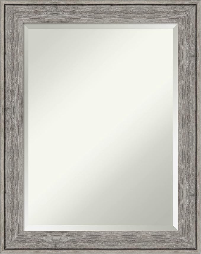 Amanti Art Grey Wall Mirror 29x23 Regis Barnwood Grey Rectangle Bathroom Mirror by AmantiArt