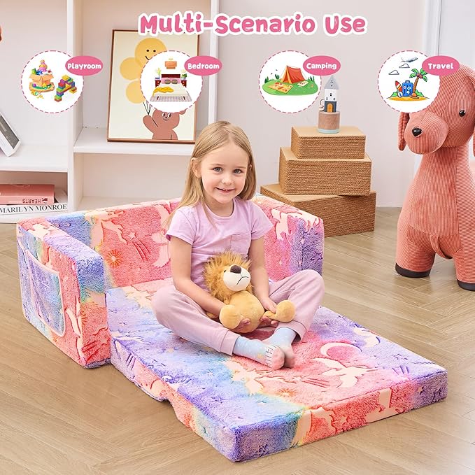 Toddler Chair Comfy, 2-in-1 Soft Toddler Couch Fold Out - Image 3