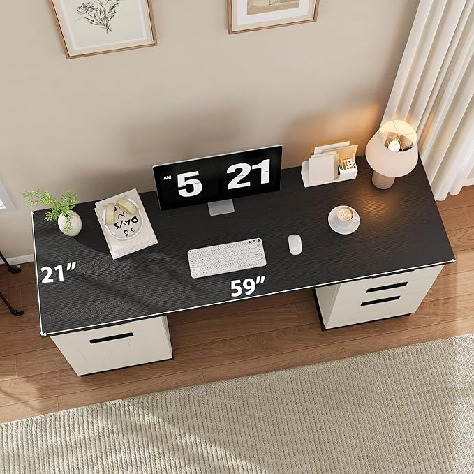Garvee 59" Farmhouse Executive Desk, Home Office Desk - Image 6