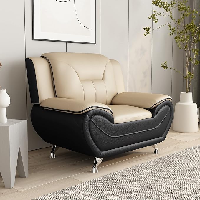Container Furniture Direct Michael Modern Faux Leather Upholstered Stainless - Image 8