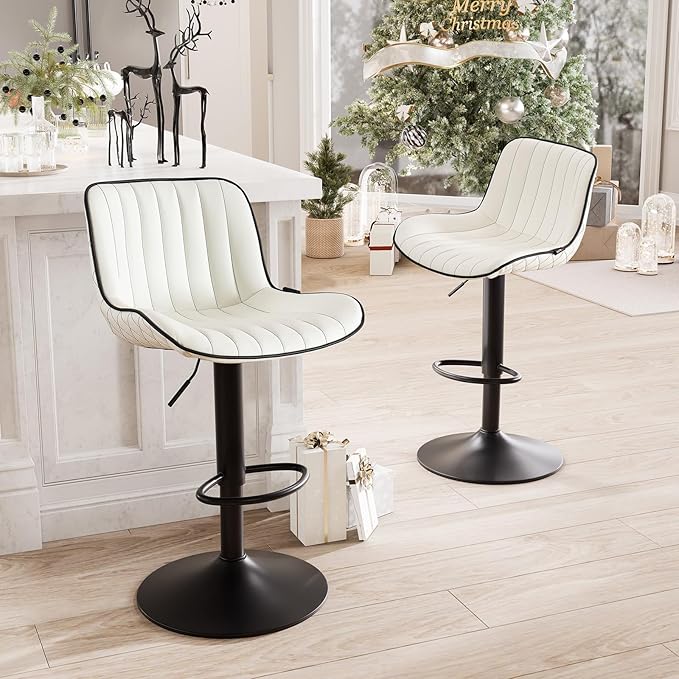 YOUNUOKE Bar Stools Set of 2, Adjustable Swivel Counter Height Chairs - Image 4