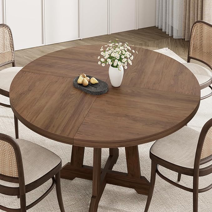 Round Dining Table for 4, 47 Inch Wooden Circle Dinner Table - Image 3