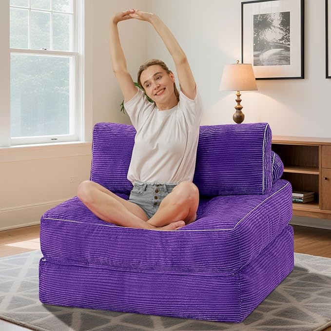 HABUTWAY Folding Sofa Bed, Convertible Sleeper Chair Bed w/Dual-Pillow & Handle - Image 3