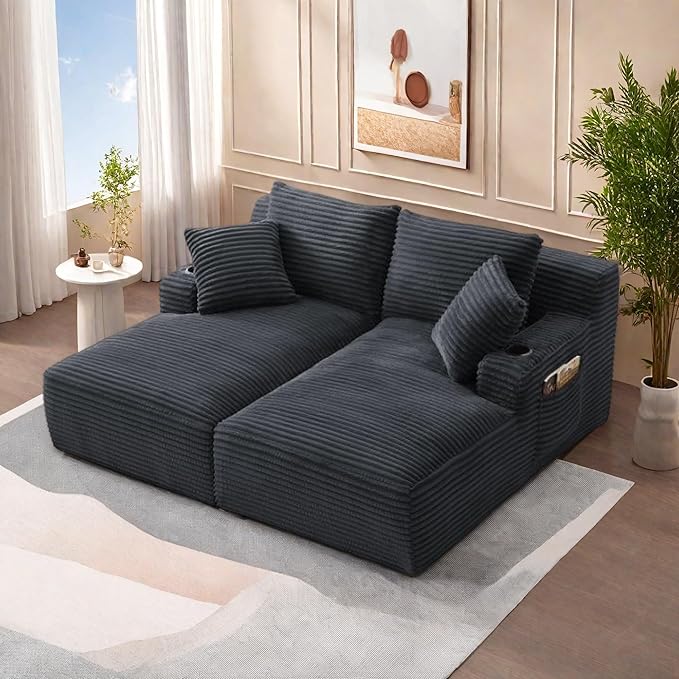 Oversized Sectional Double Chaise Lounge, Compressed Boneless Lounge Chaise by Outdoorchairs