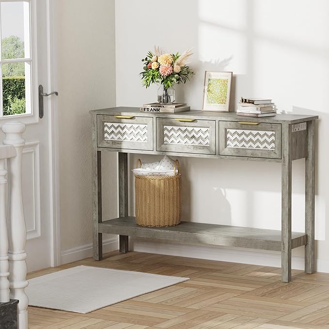 Entryway Table, Rattan Console Table - Image 2