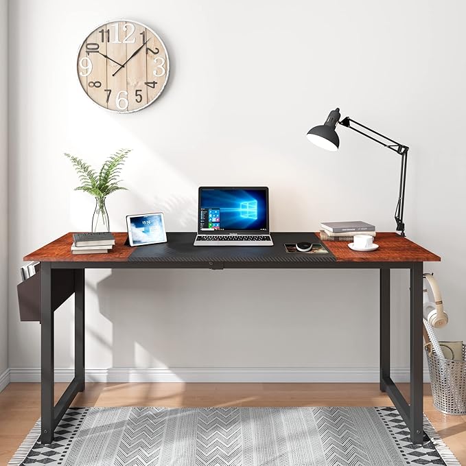 Decoholic 63 Inch Home Office Computer Two-Color Panel Desk - Image 2