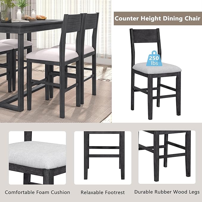 Merax Farmhouse Counter Height 5-Piece Dining Set - Image 2