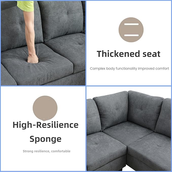 L Shaped Sectional Couches for Living Room, Modern Modular Sectional Sofa - Image 5