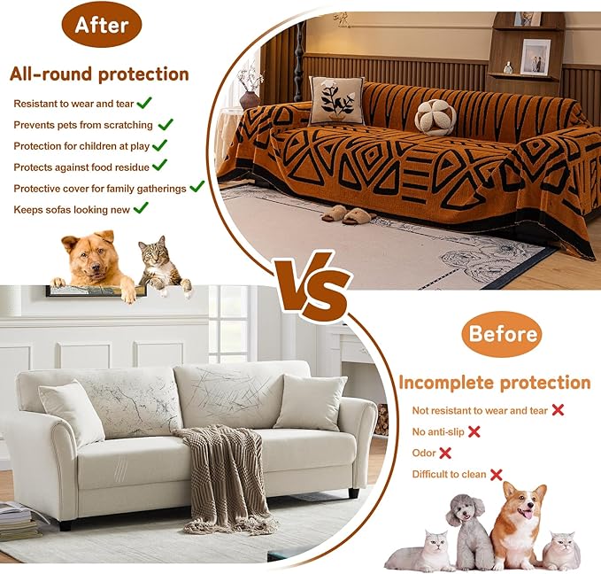 HANDONTIME Sofa Covers for Couch Pet-Friendly Caramel Black Couch Cover for - Image 6