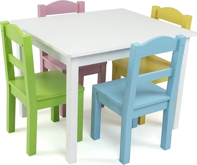Humble Crew Kids Wooden Table and 4 Chairs Set, and Snack Time by HumbleCrew