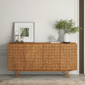 NTC Sapa Mid-Century Modern Solid Wood Sideboard – 4-Door Accent Buffet Cabinet by NTC