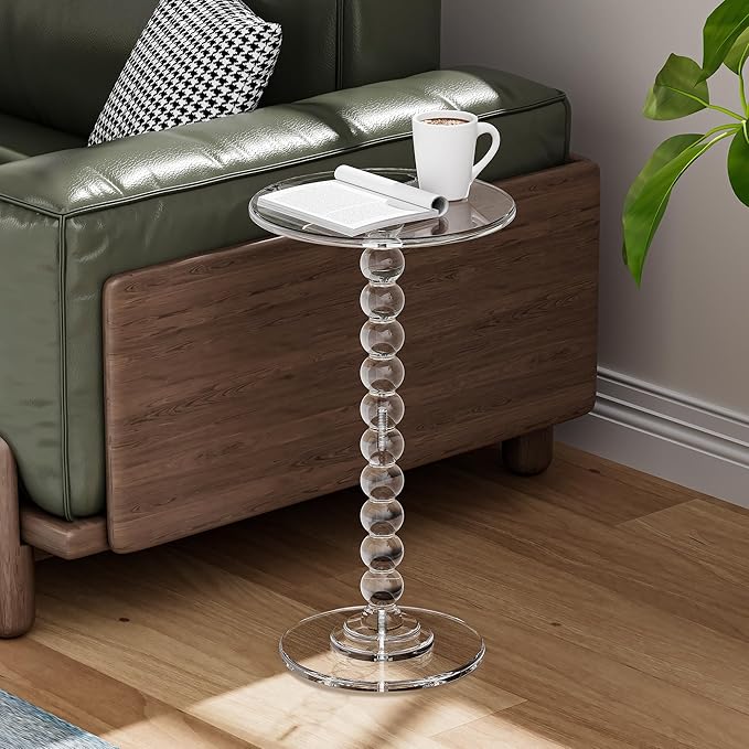 Acrylic Side Table, End Table Round Top - Image 2