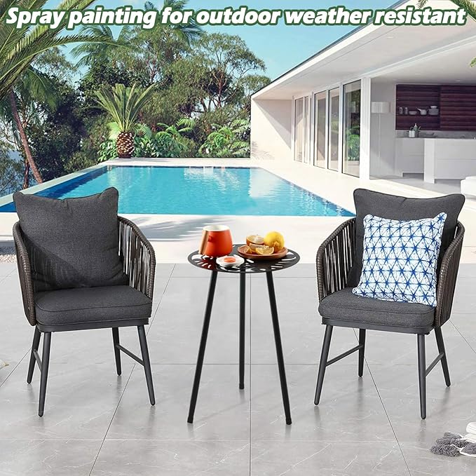 2 Packs Metal Outdoor Side Tables Small Outside End Table - Image 2