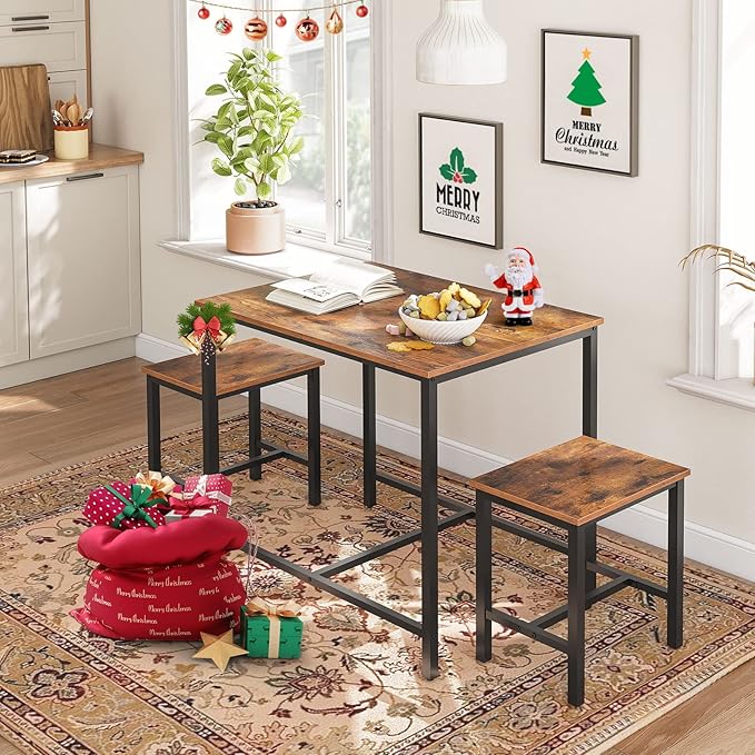 HOOBRO 3-Piece Industrial Dining Table Set, Kitchen Table, Space Saving Dinette - Image 9