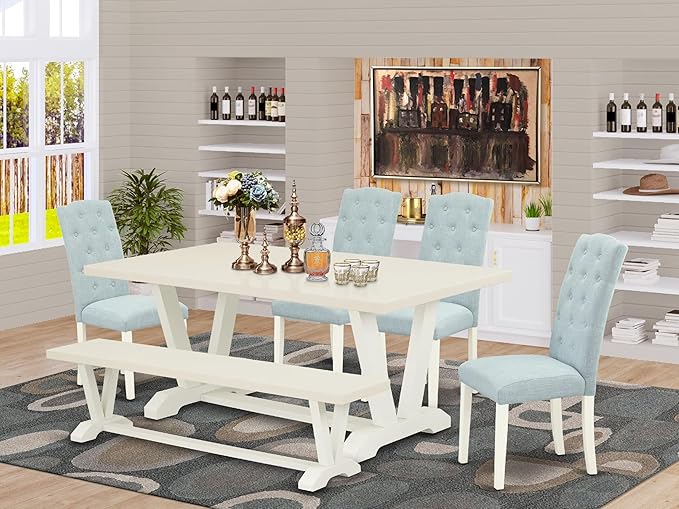 East West Furniture V027CE215-6 6 Piece Dining Room Table Set Contains a - Image 2