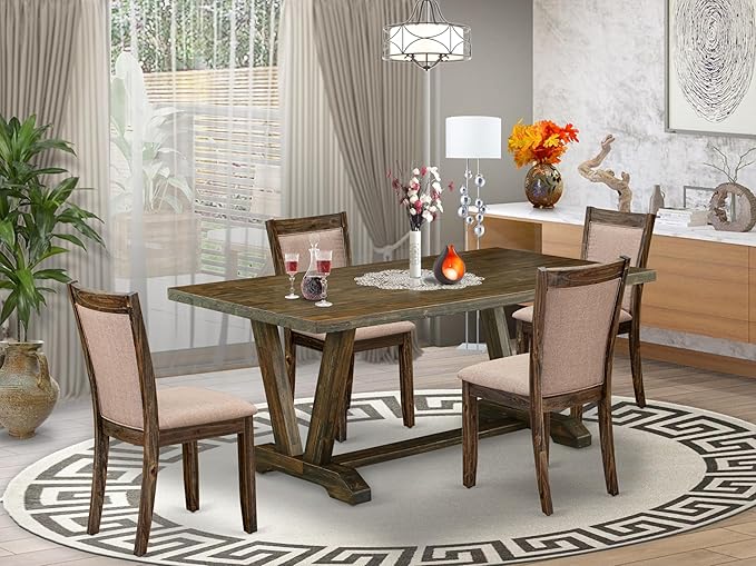 East West Furniture V777MZ716-5 5 Piece Dining Room Furniture Set Includes a - Image 2
