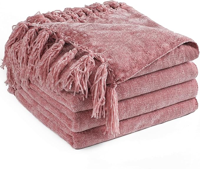 Chenille Throw Blanket for Couch 60"X 80" Twin, Soft Cozy Throws by LONGCREATE