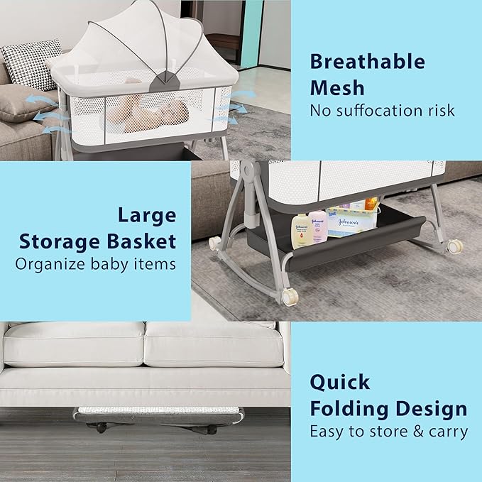 3 in 1 Baby Bassinet Bedside Sleeper - Image 6
