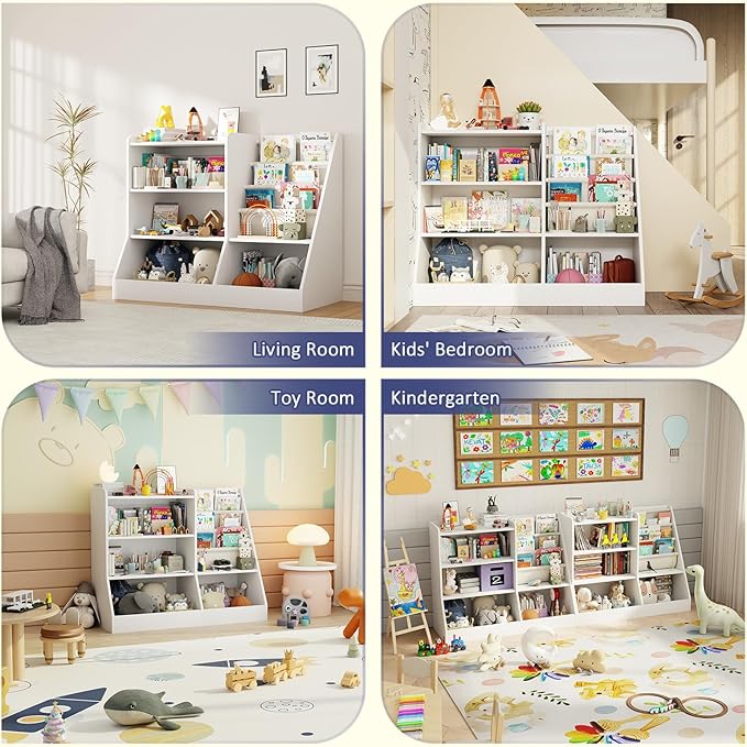 39" Large Kids Wooden Bookshelf and Toy Storage Organizer, Baby Bookcase - Image 7