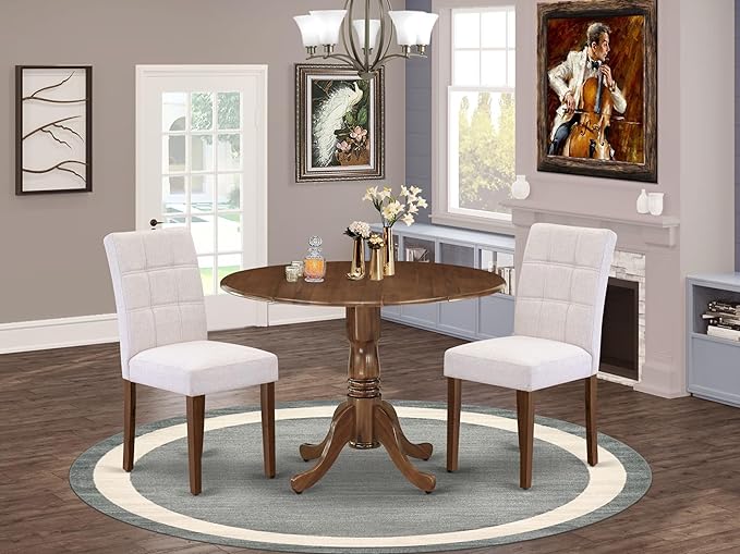East West Furniture DLAS3-AWA-08 3 Piece Dinner Table Set Includes A Mid - Image 2