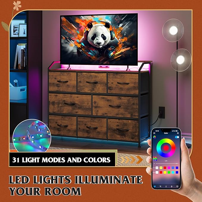 WLIVE Led Dresser for Bedroom, TV Stand for Bedroom - Image 4