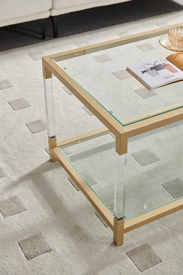 AGV LIGHTING 202205 BLEVIO Coffee Table, Modern Design Dual-Layer Coffee Table - Image 7