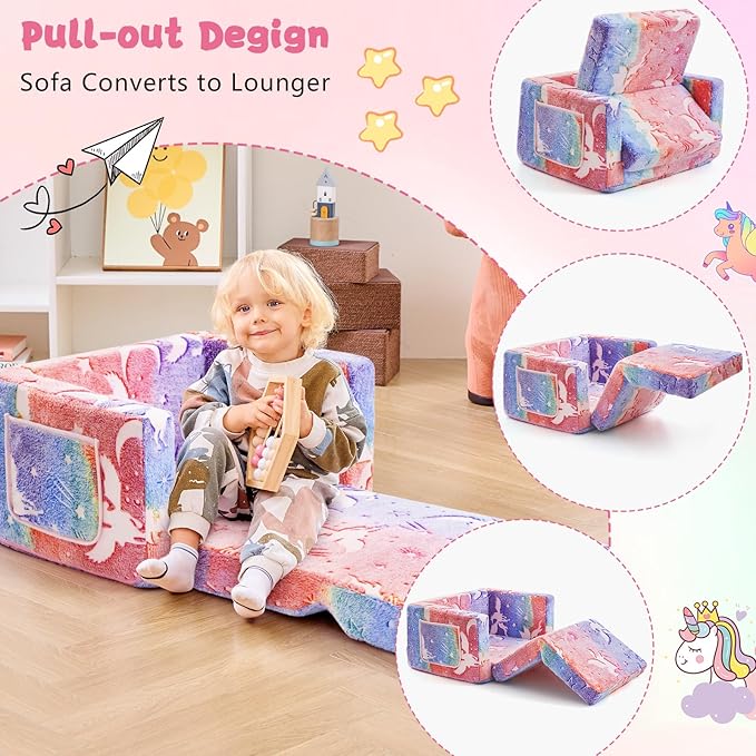 Toddler Chair Comfy, 2-in-1 Soft Toddler Couch Fold Out - Image 3