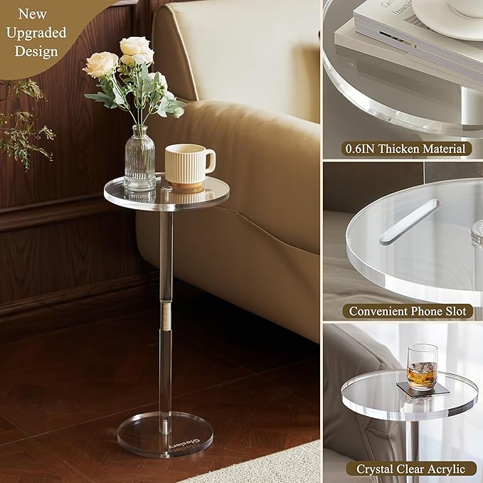 Acrylic Drink Table, Small Round Side Table - Image 4