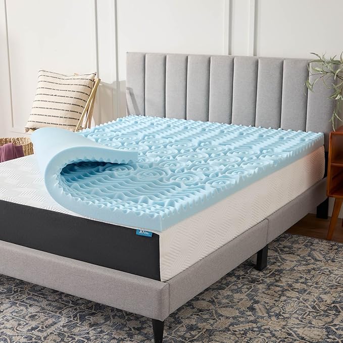 LUCID Gel Infused Memory Foam Mattress Topper – 3 Inch Mattress Topper – 5 by Lucid
