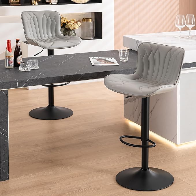 YOUNUOKE Bar Stools Kitchen Chiair Set of 2 Swivel Counter Height Barstools - Image 8