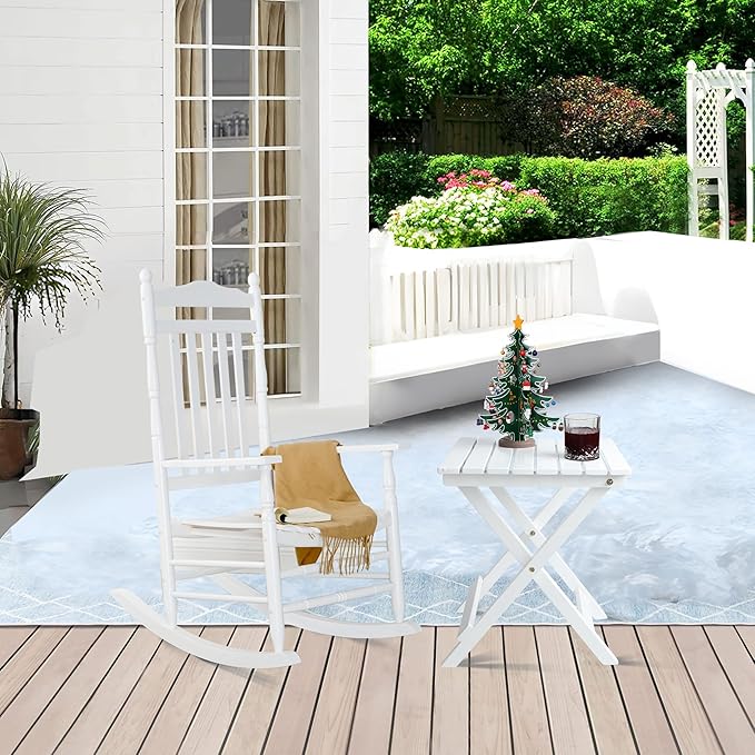 Outdoor Patio Side Table Set of 2 Small Wood End Square Table Folding Coffee - Image 6