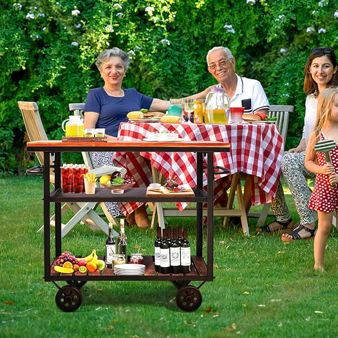 Farmhouse Mobile Cart with Wheels - Image 6