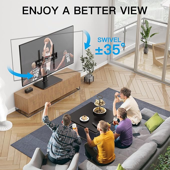 PERLESMITH Universal Swivel TV Stand-Table Top TV Stand - Image 3