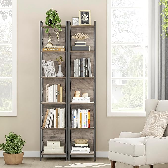 Homhedy 6 Tier Bookshelf Bookcase, Tall Narrow Bookshelf - Image 8