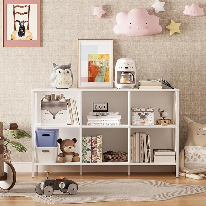 Horizontal Bookshelf Bookcase, 6 Cube Storage Organizer - Image 6