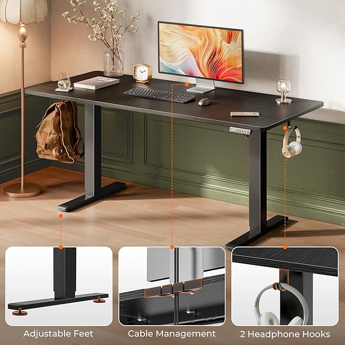 Huuger 63 x 28 Large Electric Standing Desk, Height Adjustable Computer Desk - Image 7