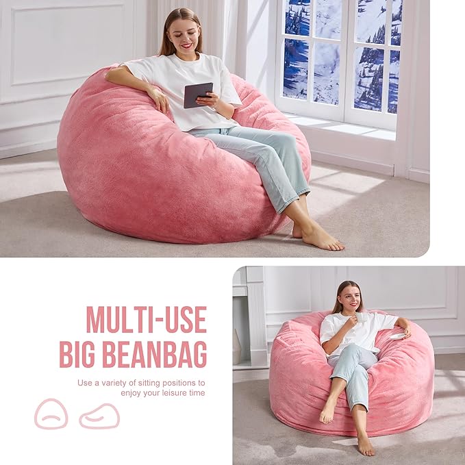 Hobestluk 4ft Bean Bag Chairs for Adults Large Beanbag Chair - Image 5