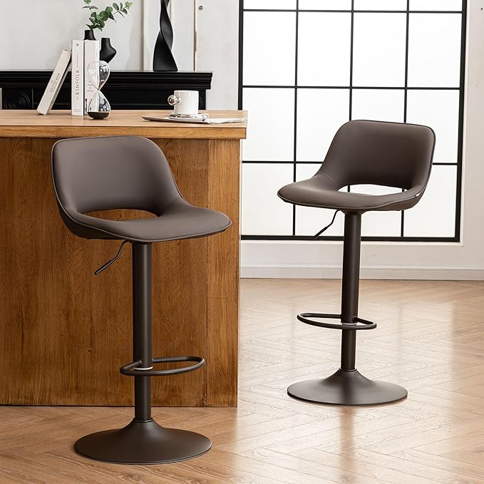 YOUNIKE Bar Stools Set of 2 Modern Swivel Barstools, Adjustable Counter Height by YOUNIKE