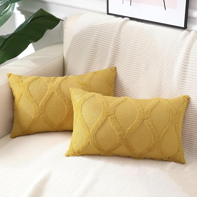 decorUhome Fall Throw Pillow Covers 12x20 Inch Set of 2, Soft Plush Faux Fur by decorUhome