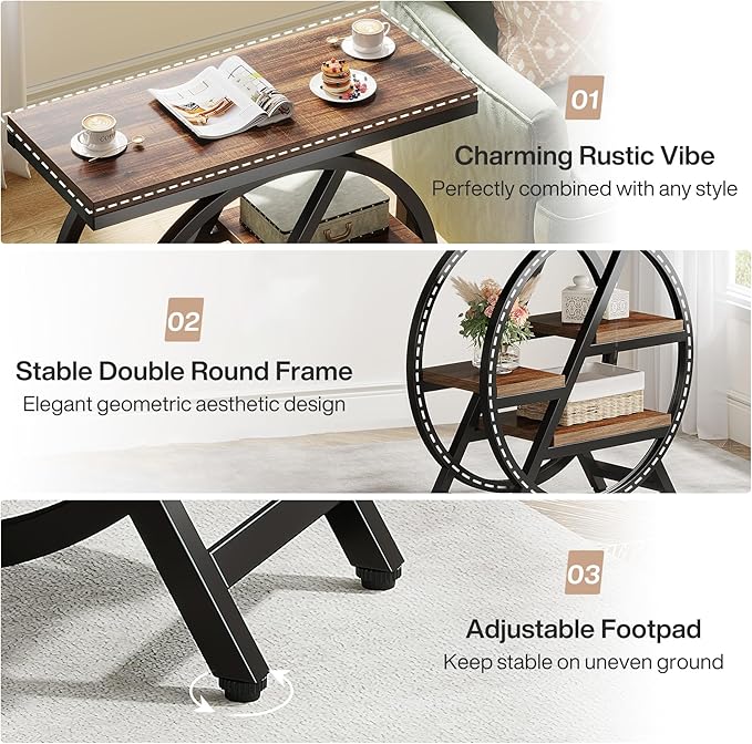 Tribesigns End Table Set of 2, 3-Tier Narrow Sofa Side Table - Image 7