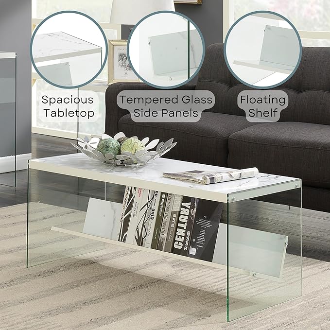 Convenience Concepts SoHo Glass Modern Living Storage Shelf, Contemporary - Image 5