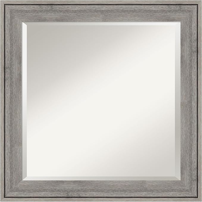Amanti Art Grey Wall Mirror 25x25 Regis Barnwood Grey Square Bathroom Mirror by AmantiArt
