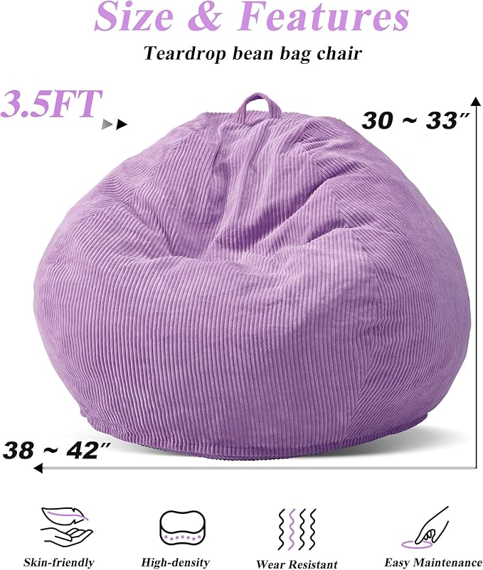 3.5FT Bean Bag Chairs Teardrop Bean Bag Chair - Image 5