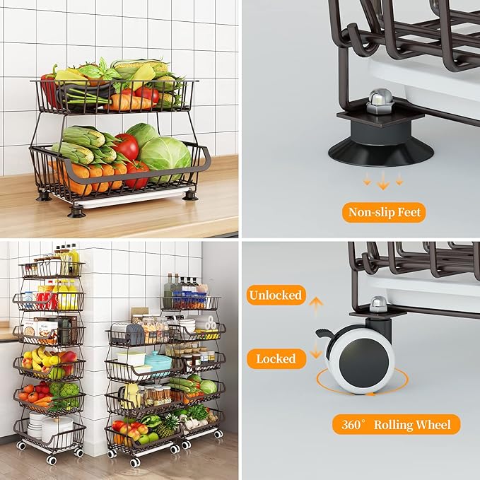 Fruit Vegetable Storage Basket for Kitchen - Image 3